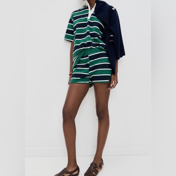 Bailey Rose Striped Green and Navy Women's Shorts - Picture 5 of 11